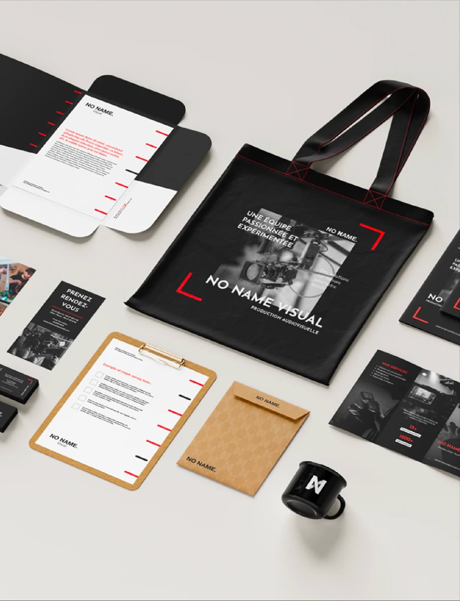No Name Visual — brand stationery