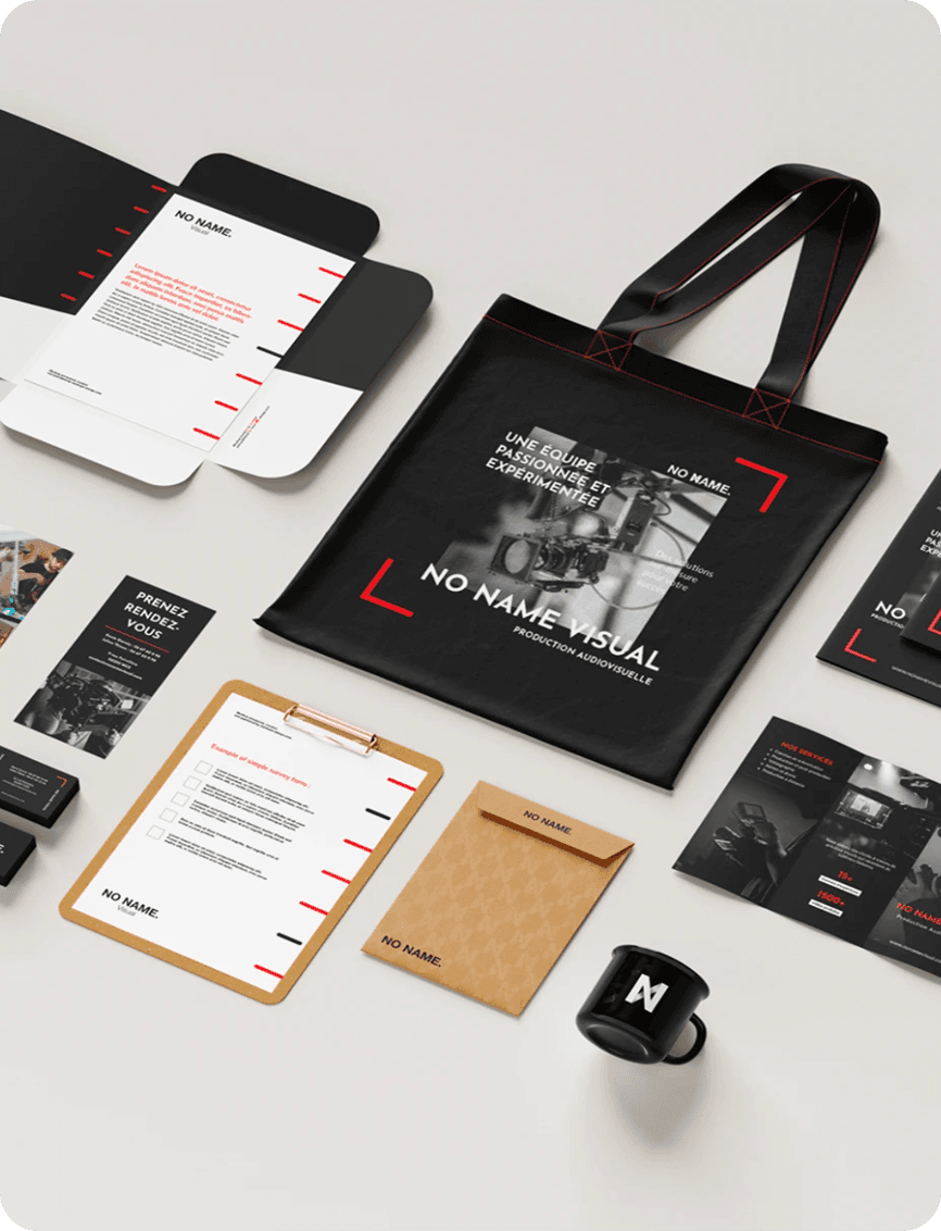 No Name Visual — brand stationery